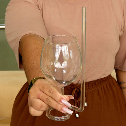 Taça de Vinho Home&Co Borossilicato 300ml Transparente com Canudo