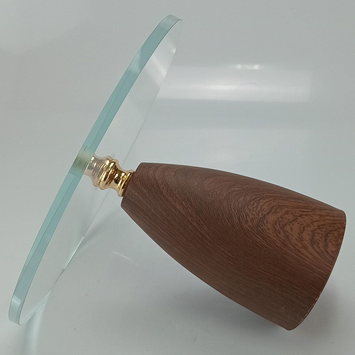 Prato para Doces Home&Co Vidro Transparente Base Metal Marrom 25x25cm