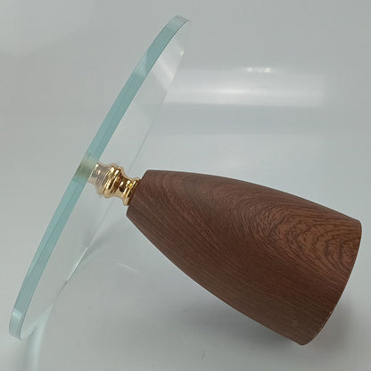 Prato para Doces Home&Co Vidro Transparente Base Metal Marrom 25x25cm