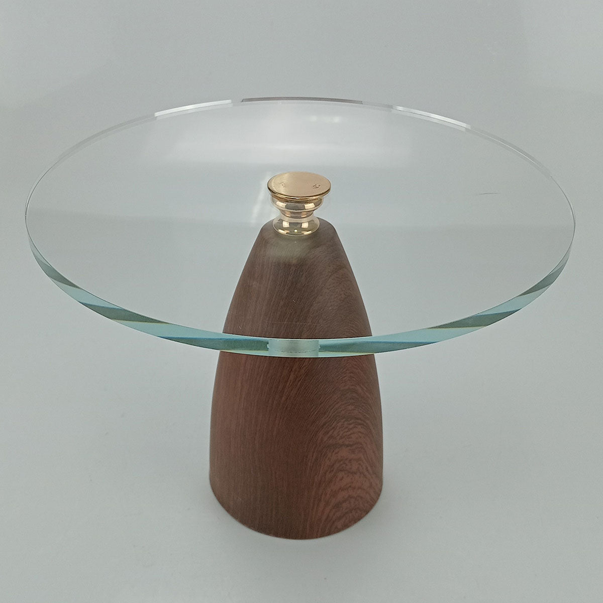 Prato para Doces Home&Co Vidro Transparente Base Metal Marrom 25x25cm