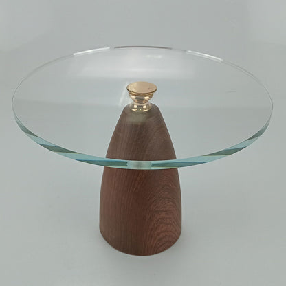 Prato para Doces Home&Co Vidro Transparente Base Metal Marrom 25x25cm