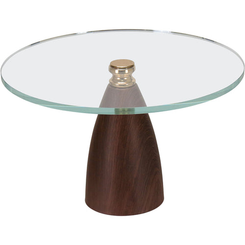 Prato para Doces Redondo Home&Co Vidro Transparente Base Metal Marrom 30cm