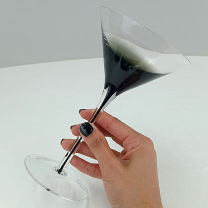 Conjunto 6 Taças Martini Home&Co Vidro Transparente Filete Preto 200ml