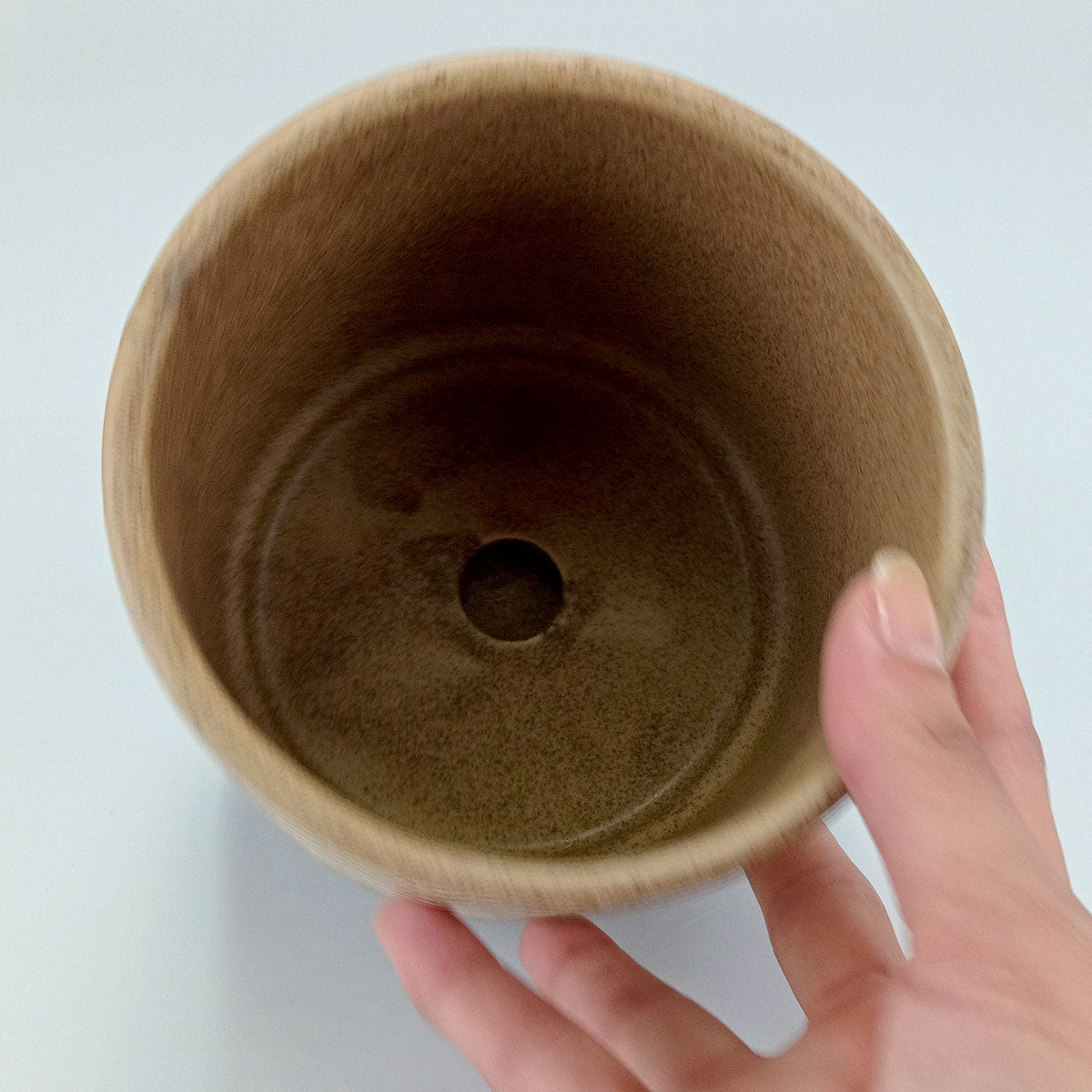 Cachepô Cerâmico Marrom Home&Co 12x12cm com Furo para Plantas