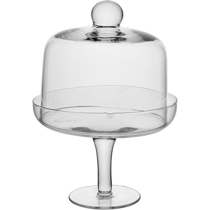 Prato de Bolo Redondo com Pé Home&Co Tampa de Vidro 15x18cm Transparente