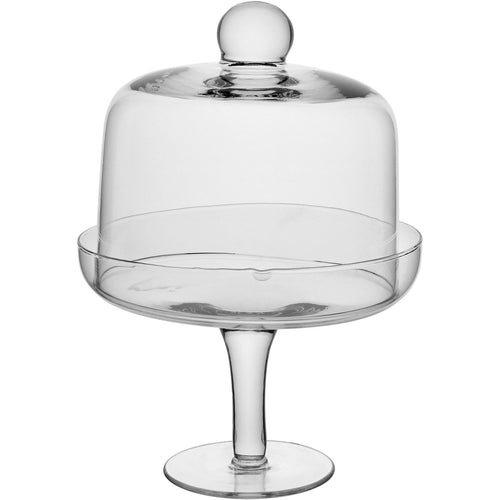 Prato de Bolo Redondo com Pé Home&Co Tampa de Vidro 15x18cm Transparente
