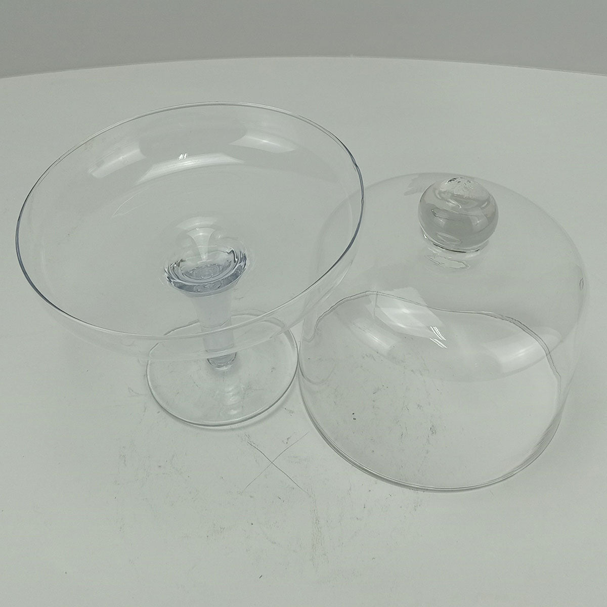 Prato de Bolo Redondo com Pé Home&Co Tampa de Vidro 15x18cm Transparente