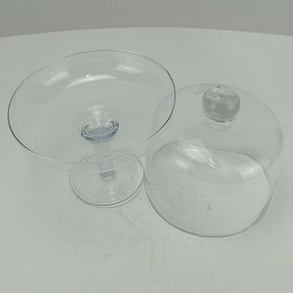 Prato de Bolo Redondo com Pé Home&Co Tampa de Vidro 15x18cm Transparente