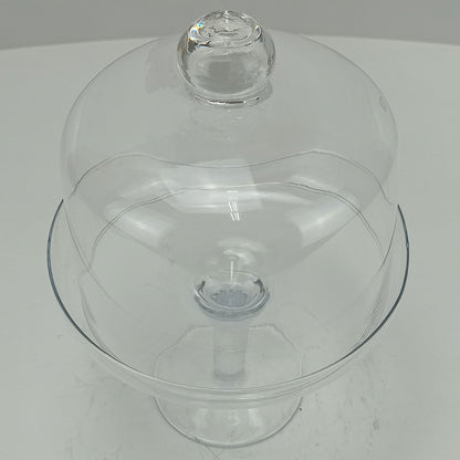 Prato de Bolo Redondo com Pé Home&Co Tampa de Vidro 15x18cm Transparente