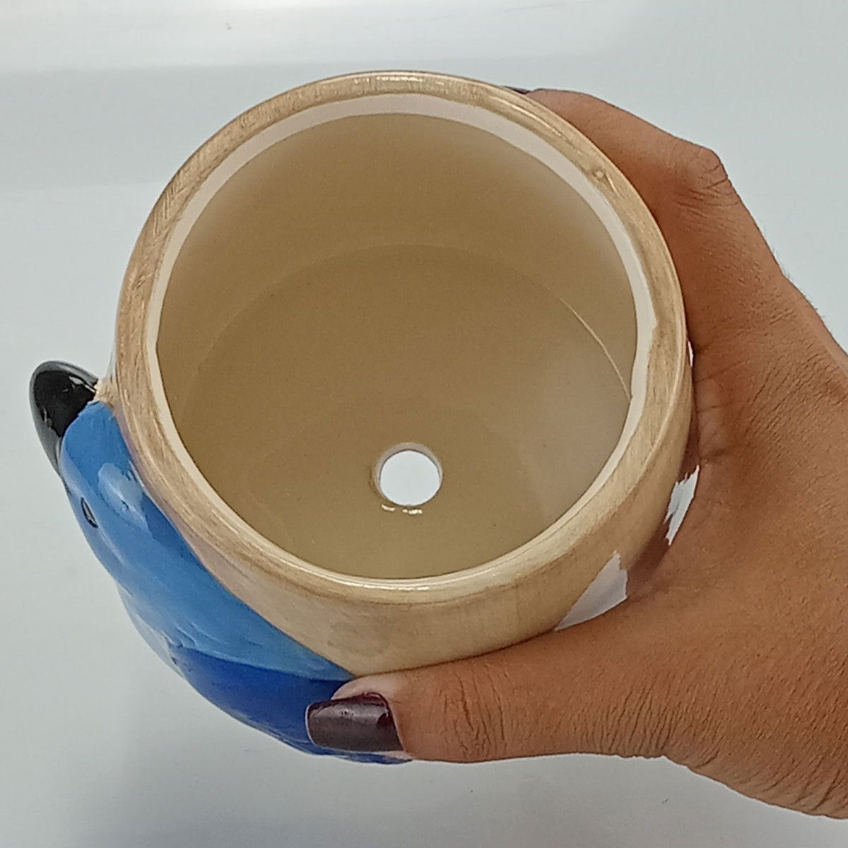 Cachepô Cerâmica Azul Home&Co 12x12x12cm para Plantas