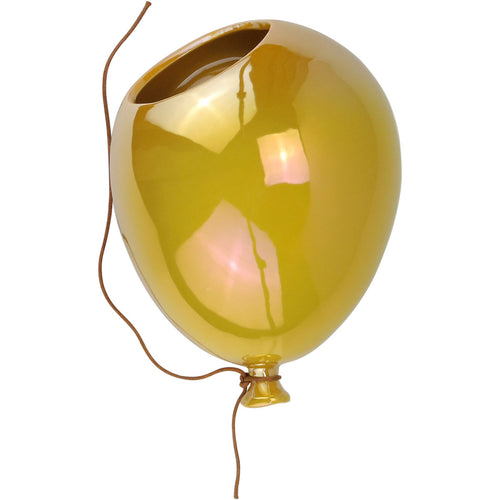 Vaso de Parede Balão Cerâmica Amarela Home&Co 11x19x14,5cm