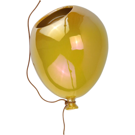 Vaso de Parede Balão Cerâmica Amarela Home&Co 11x19x14,5cm