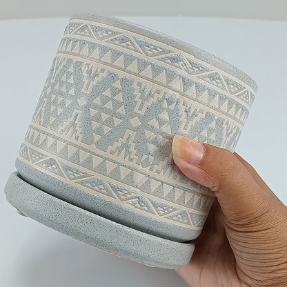 Cachepô Cerâmica Cinza 11x11cm Home&Co para Plantas Decorativas