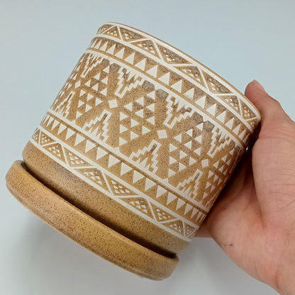 Cachepô Cerâmica Marrom Home&Co 11x11cm para Plantas Naturais e Artificiais