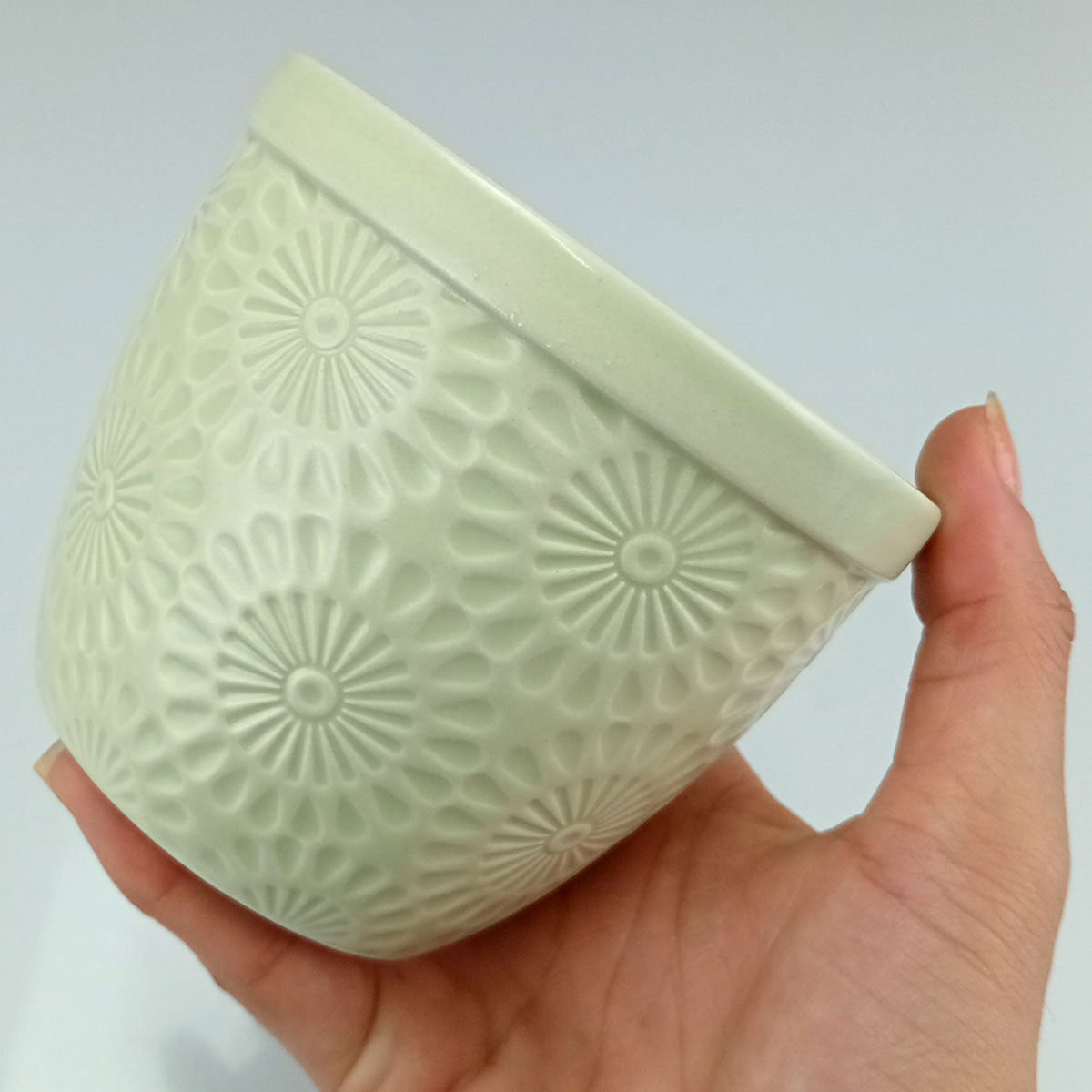 Cachepô Cerâmica Verde Home&Co 9x10cm para Decoração de Plantas