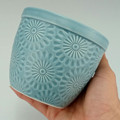 Cachepô Cerâmica Azul Home&Co 9x10cm para Plantas Naturais e Artificiais