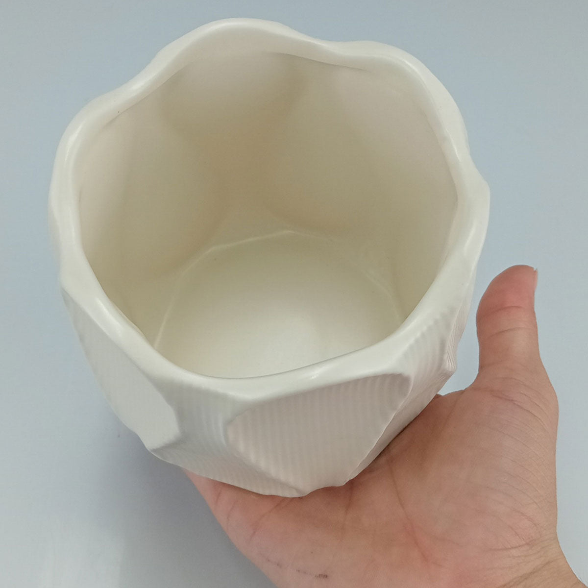 Cachepô Cerâmico Marfim Home&Co 10x10cm para Plantas Decorativas