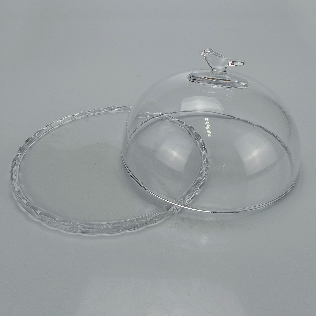 Queijeira Redonda Home&Co Transparente com Tampa de Vidro 12x19cm