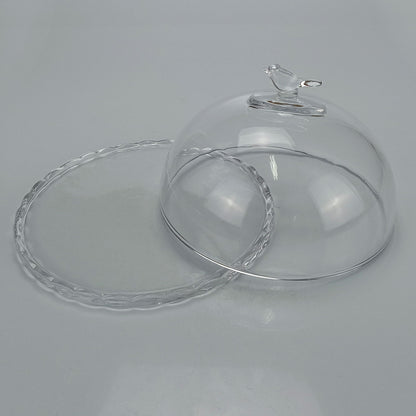 Queijeira Redonda Home&Co Transparente com Tampa de Vidro 12x19cm
