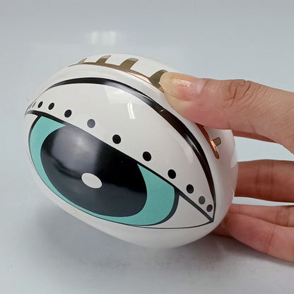 Adorno Cerâmico Olho Home&Co Azul e Branco 7cm 11cm