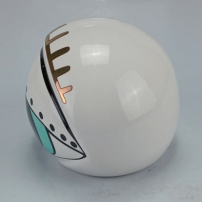 Adorno Cerâmico Olho Home&Co Azul e Branco 7cm 11cm