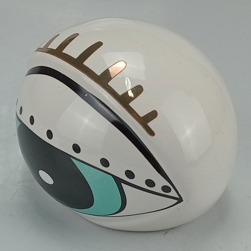 Adorno Cerâmico Olho Home&Co Azul e Branco 7cm 11cm