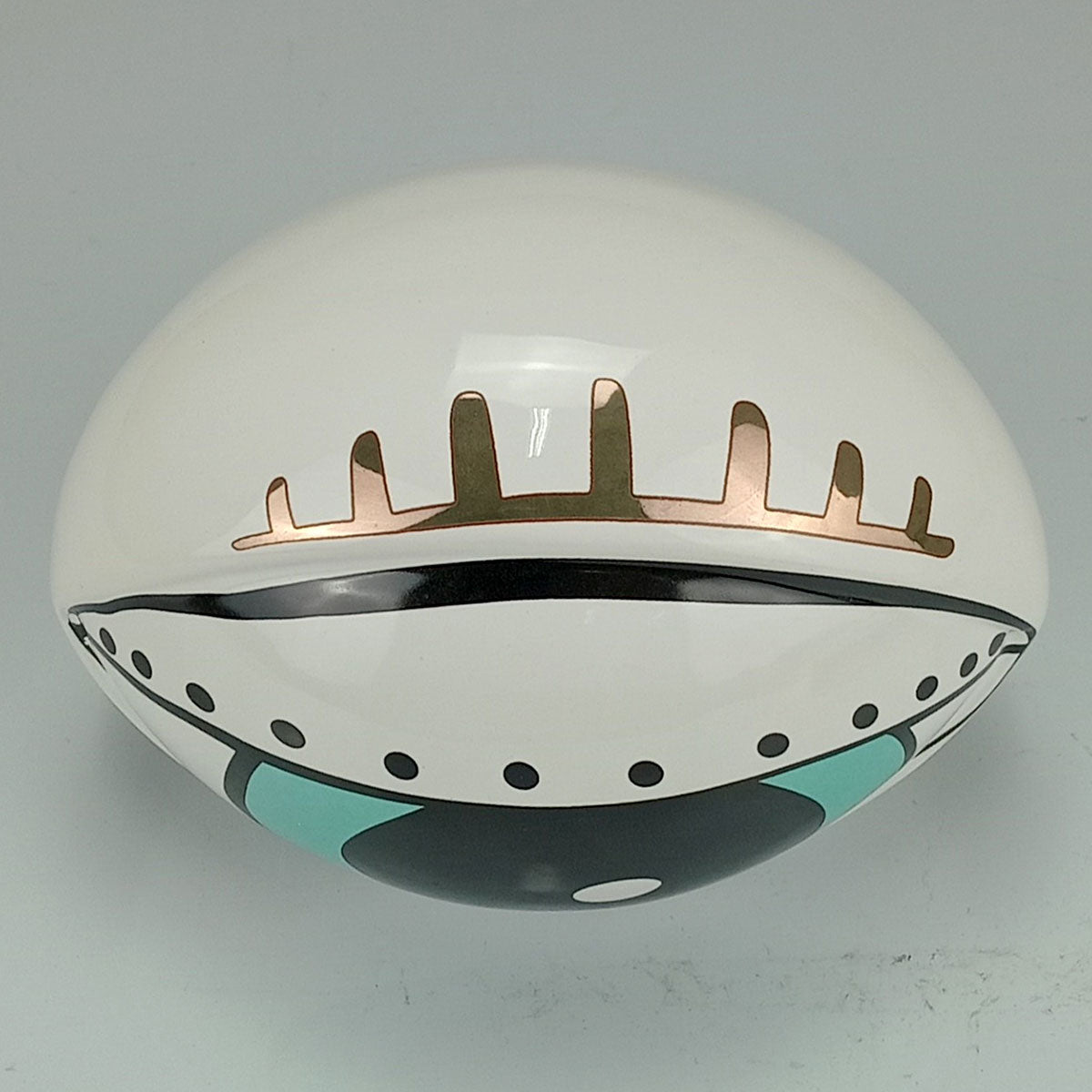 Adorno Cerâmico Olho Home&Co Azul e Branco 10x15 cm