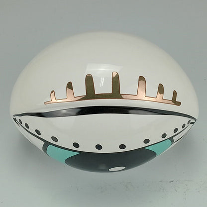 Adorno Cerâmico Olho Home&Co Azul e Branco 10x15 cm