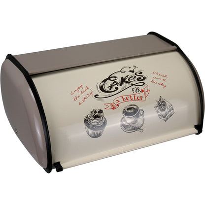 Porta Pão Metal Home&Co Cinza e Branco 15x33x23cm