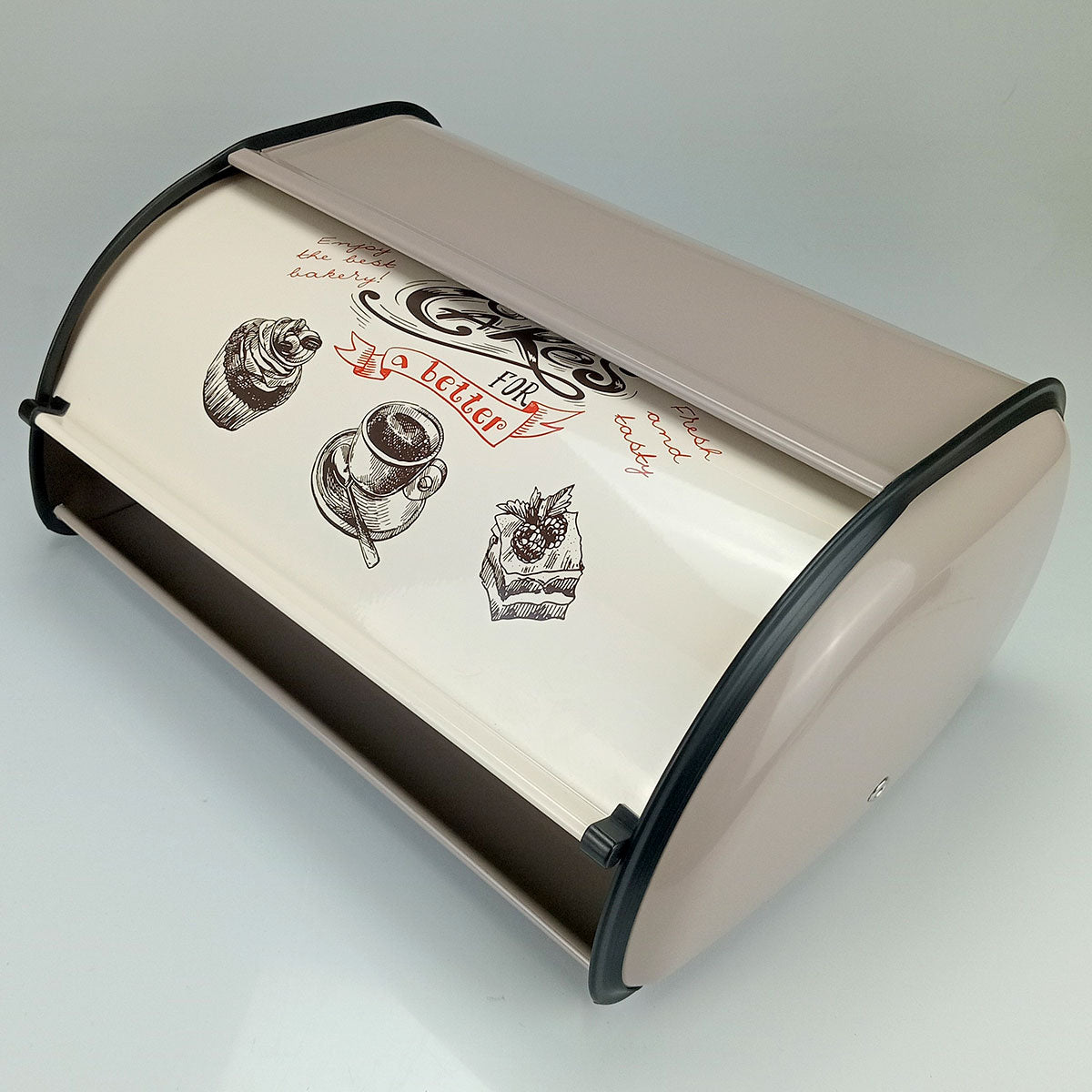 Porta Pão Metal Home&Co Cinza e Branco 15x33x23cm