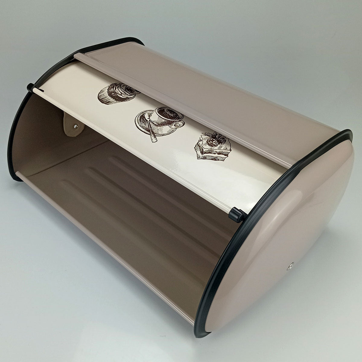 Porta Pão Metal Home&Co Cinza e Branco 15x33x23cm