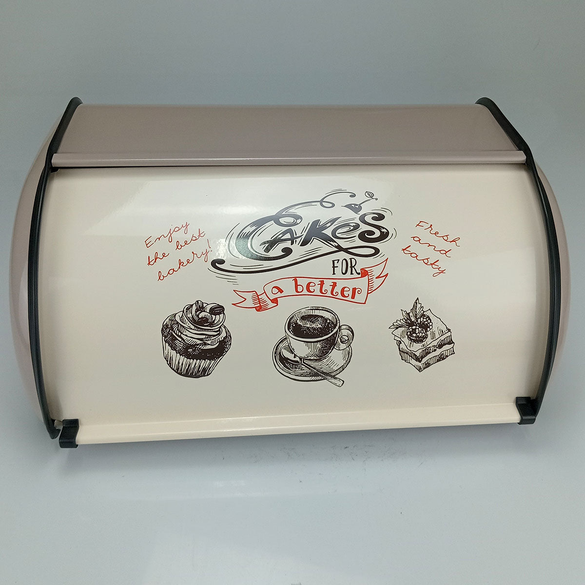 Porta Pão Metal Home&Co Cinza e Branco 15x33x23cm