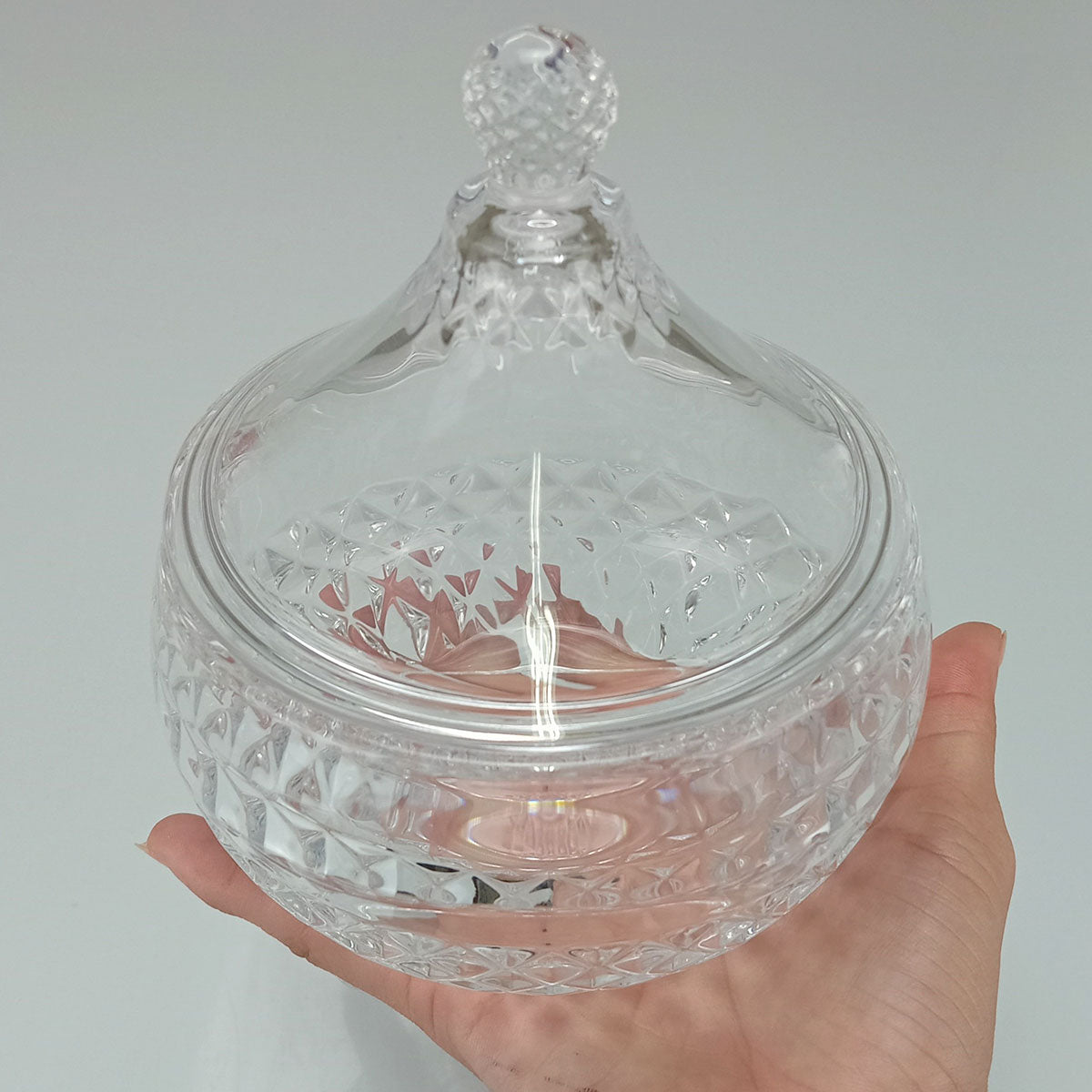 Potiche Redondo Transparente Home&Co Vidro com Tampa 15x12cm