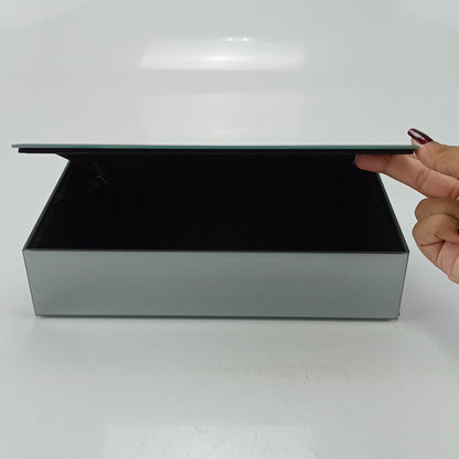 Porta Joias Espelhado MDF Cinza Home&Co 6x26x16cm Compartimentos