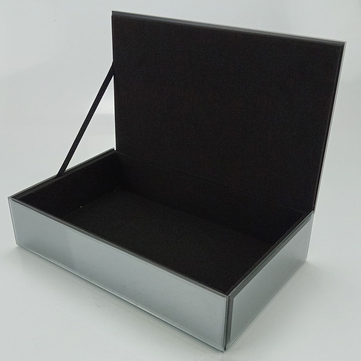 Porta Joias Espelhado MDF Cinza Home&Co 6x26x16cm Compartimentos