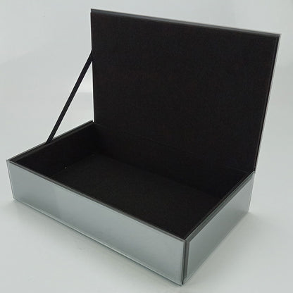 Porta Joias Espelhado MDF Cinza Home&Co 6x26x16cm Compartimentos