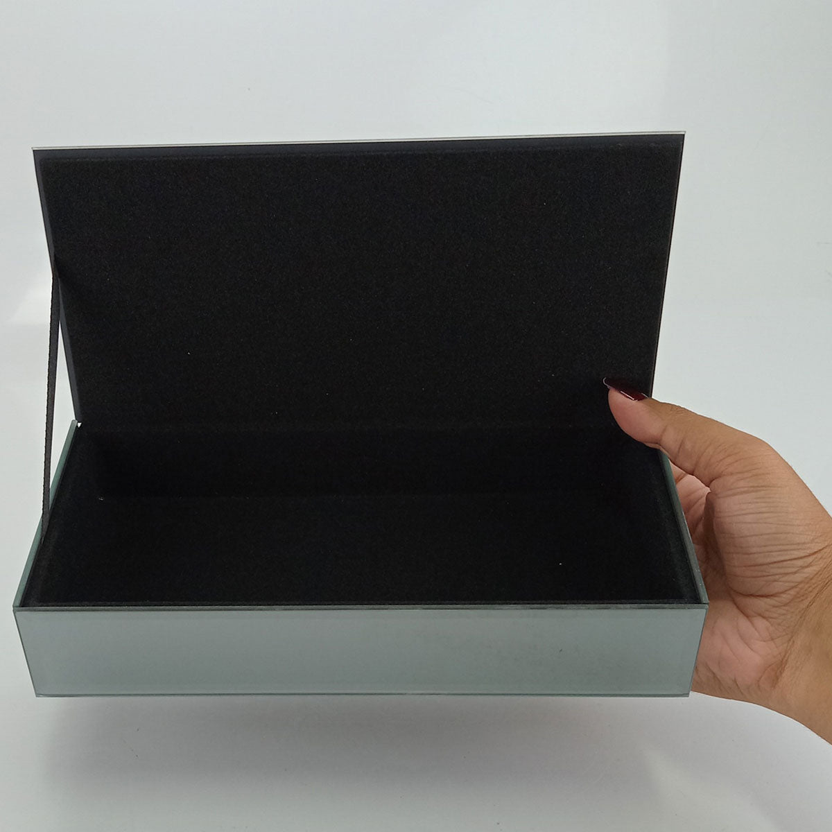 Porta Joias MDF Cinza Home&Co 5x23x11cm Compartimentos Organizados