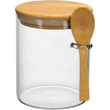 Pote de Armazenamento Borossilicato 750ml com Tampa e Colher de Bambu