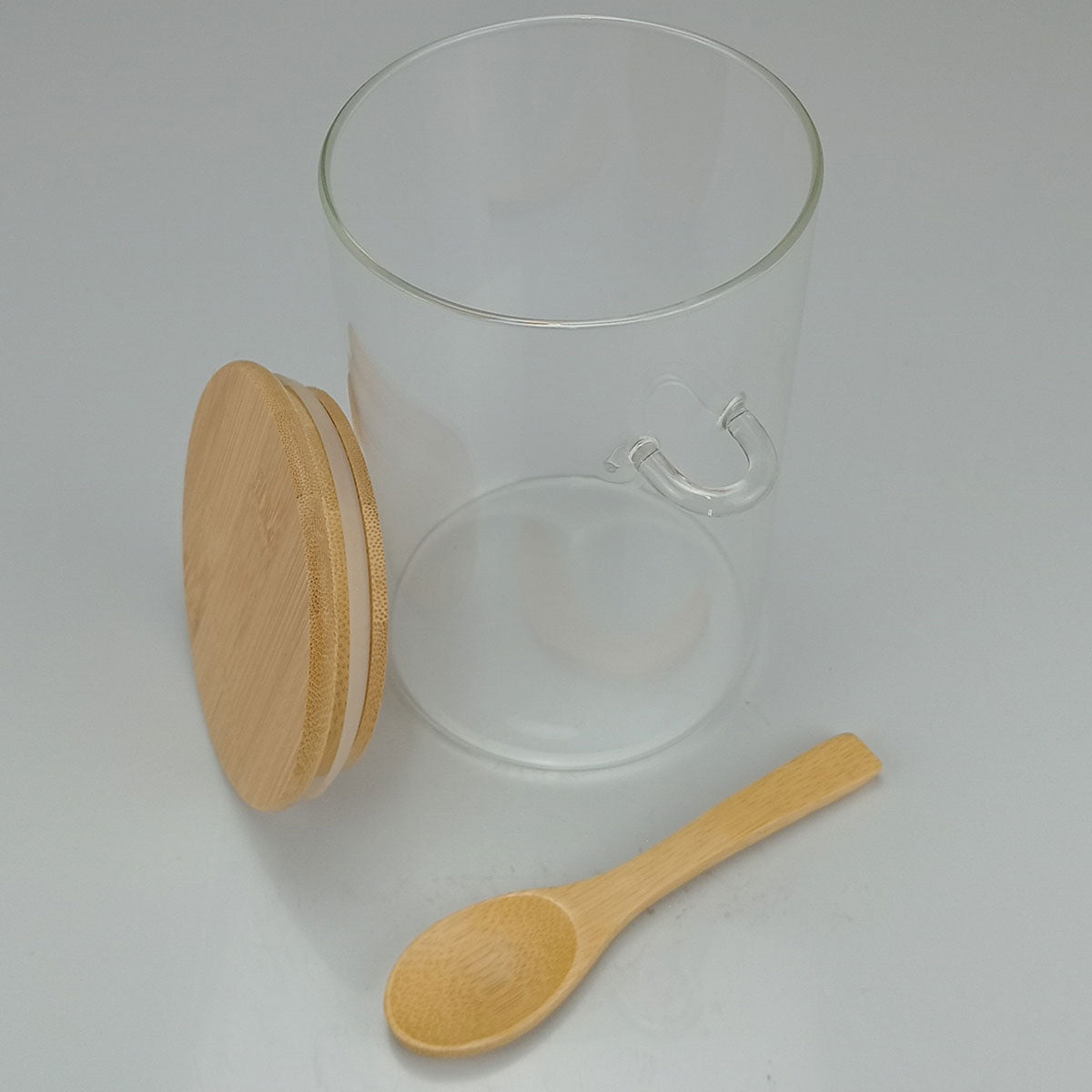 Pote de Armazenamento Borossilicato 1L com Tampa e Colher de Bambu Transparente