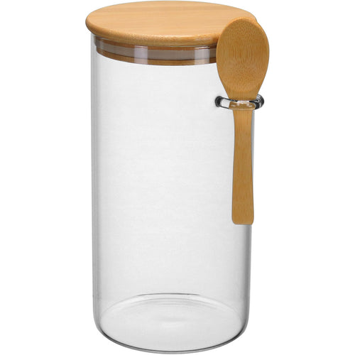 Pote de Vidro Borossilicato 1,4L com Tampa de Bambu Transparente