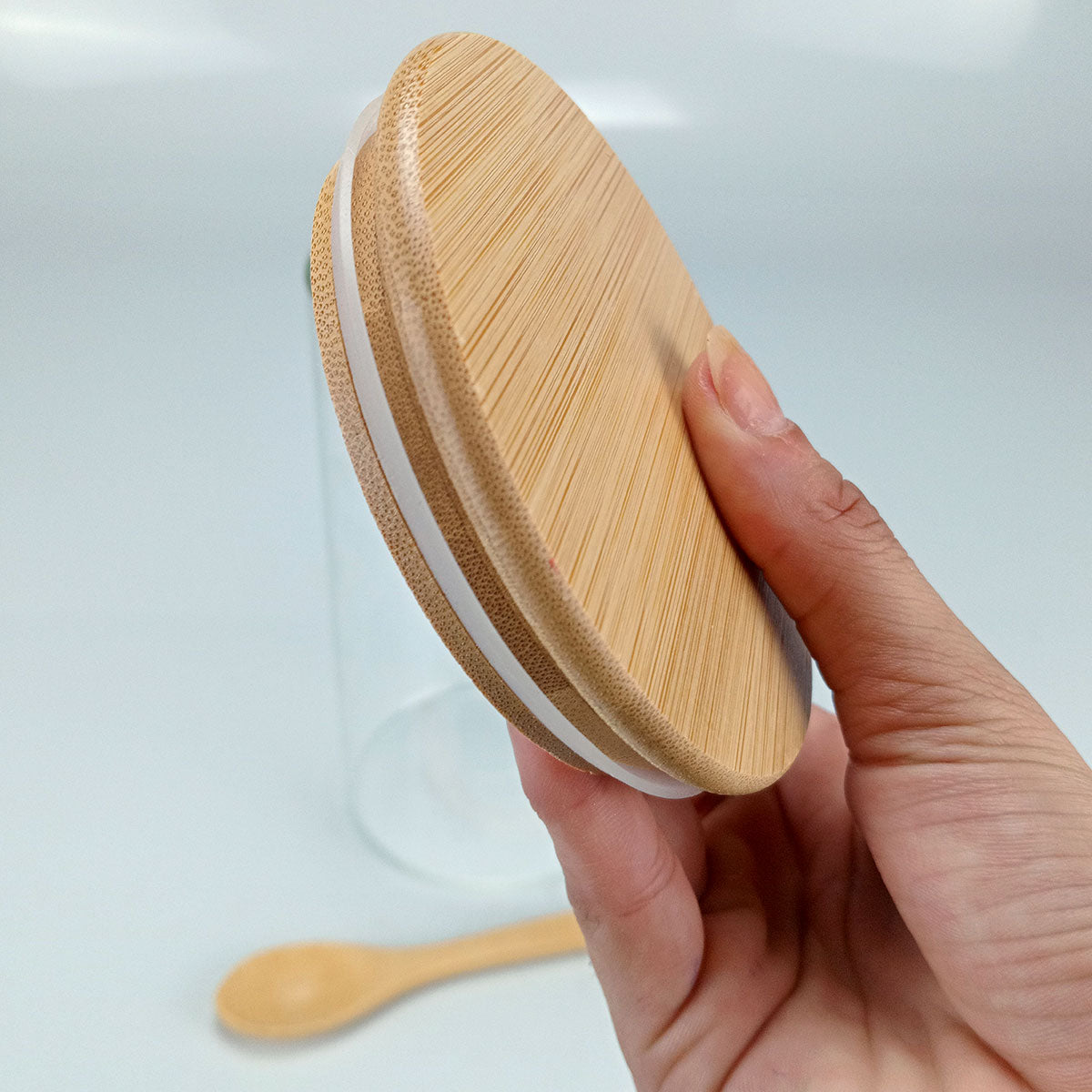 Pote de Vidro Borossilicato 1,4L com Tampa de Bambu Transparente