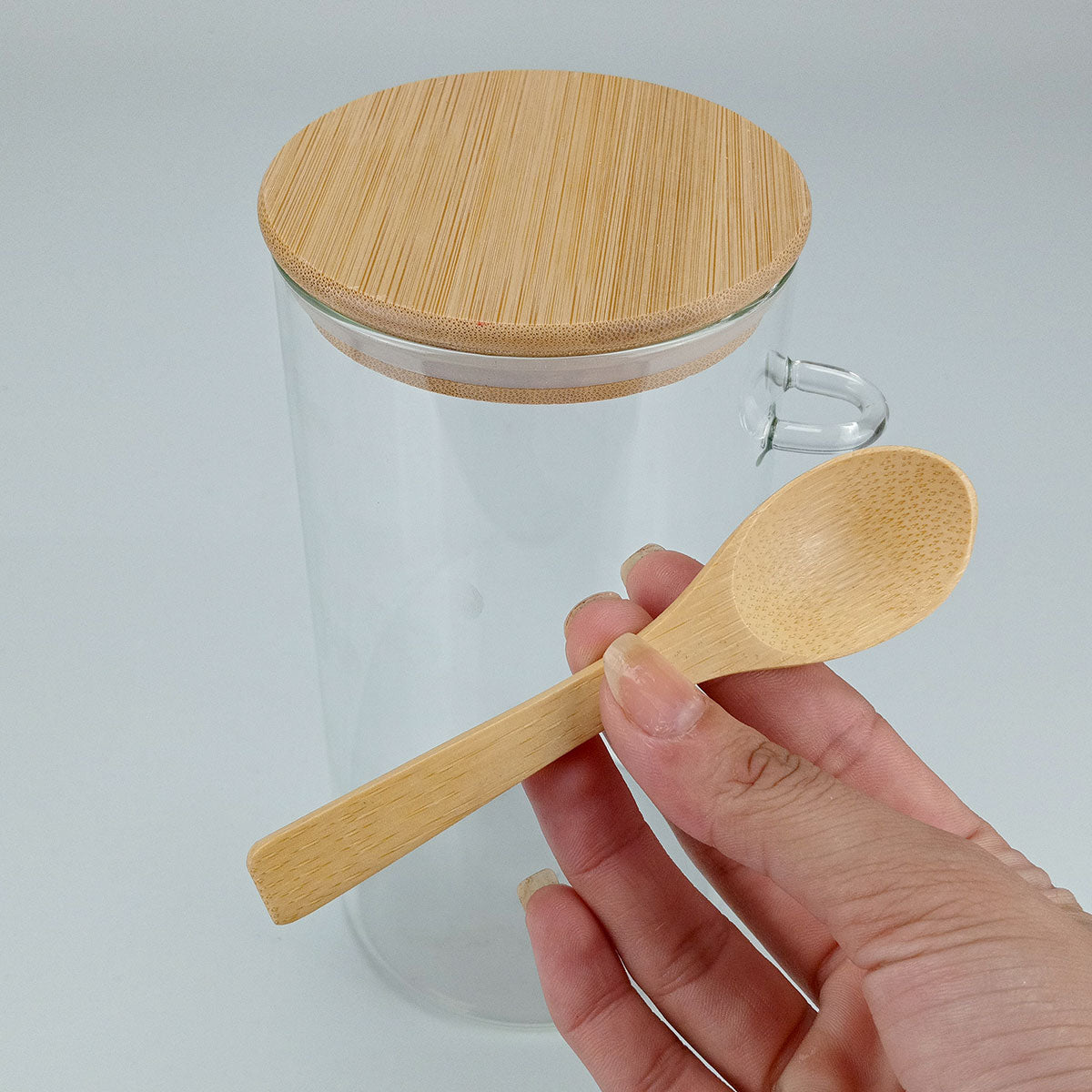 Pote de Vidro Borossilicato 1,4L com Tampa de Bambu Transparente