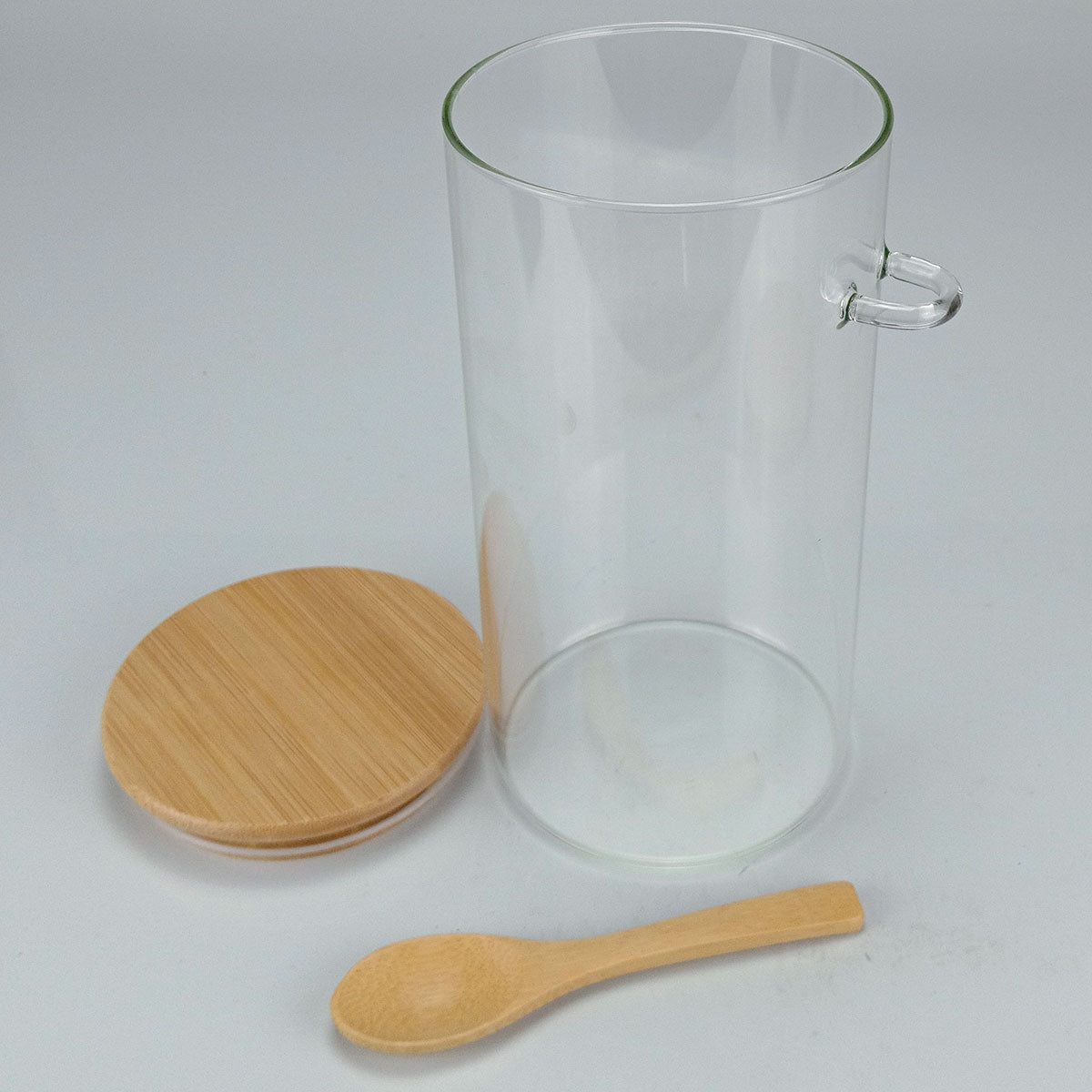 Pote de Vidro Borossilicato 1,4L com Tampa de Bambu Transparente