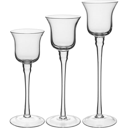 Conjunto de Castiçais em Vidro Transparente Home&Co - 3 Peças