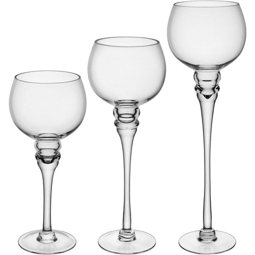 Conjunto de Castiçais em Vidro Transparente Home&Co 3 Peças