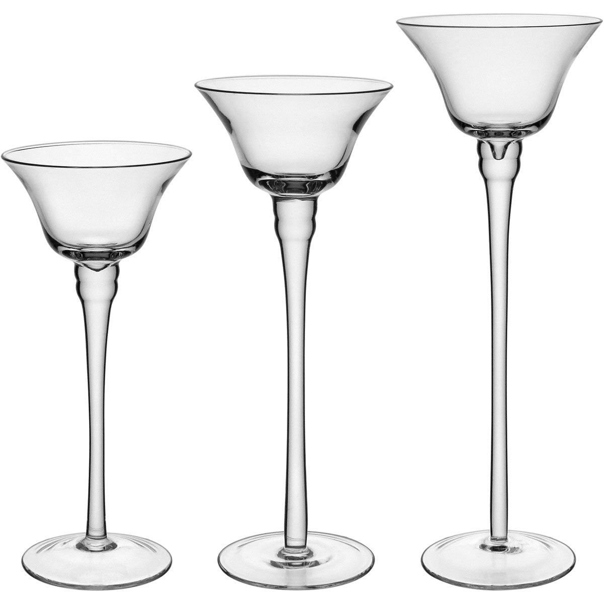 Conjunto de Castiçais de Vidro Transparente 3 Peças Home&Co Eco Crystal