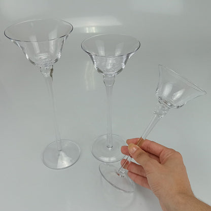 Conjunto de Castiçais de Vidro Transparente 3 Peças Home&Co Eco Crystal