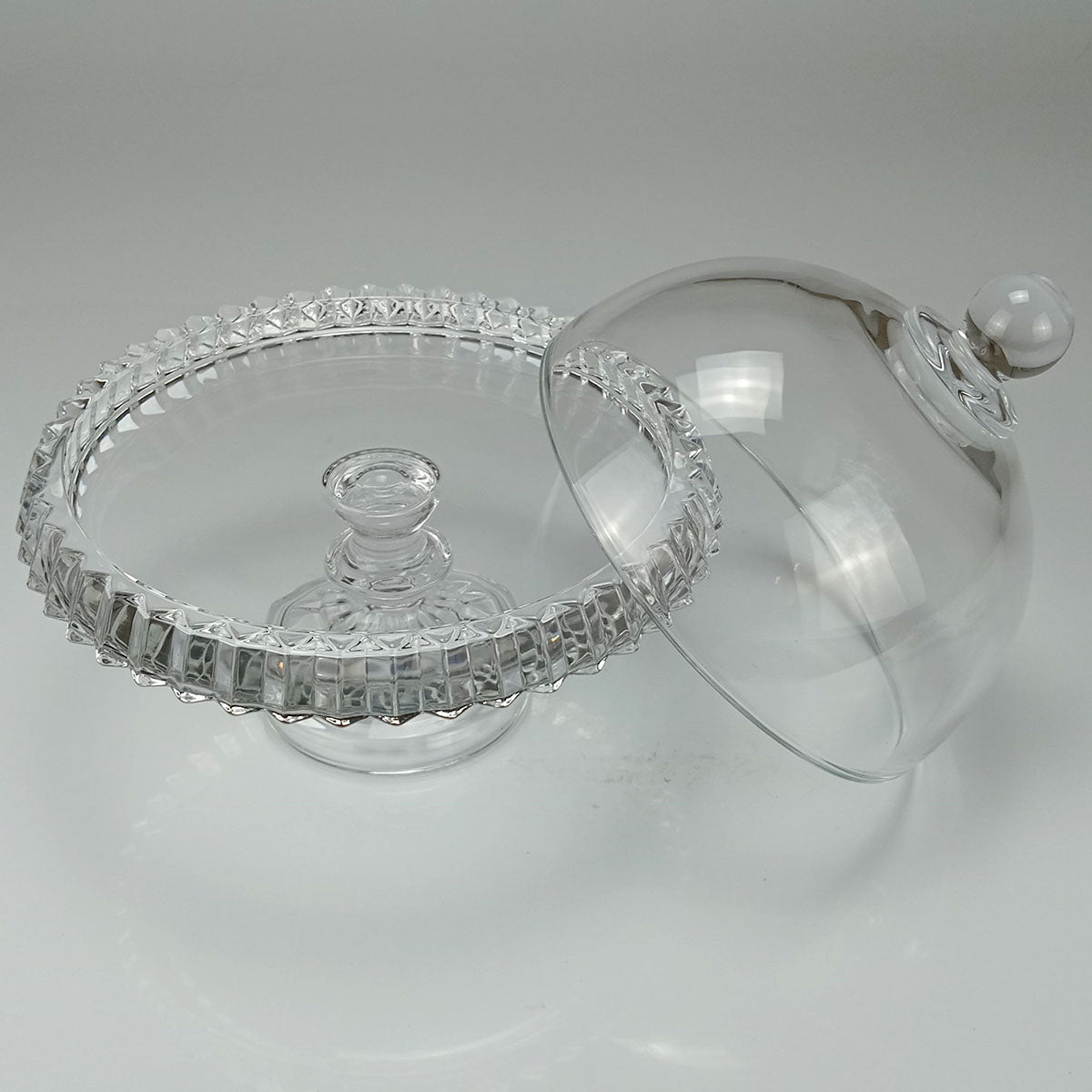 Prato de Bolo com Pé Home&Co 19cm Vidro Transparente com Tampa Eco Crystal