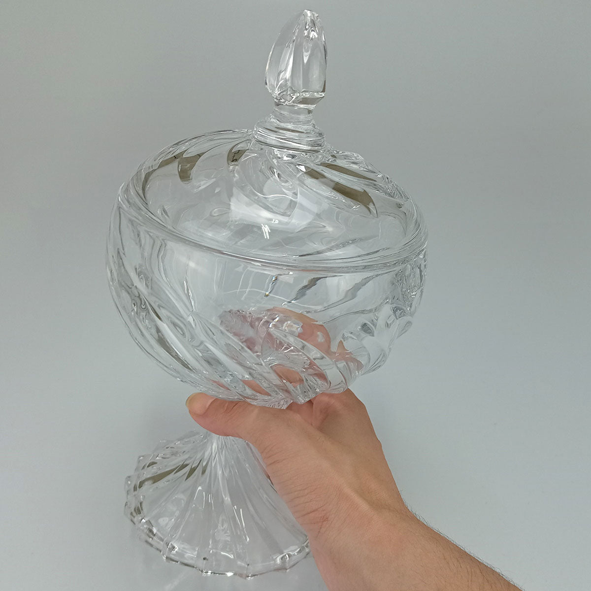 Potiche Redondo Transparente 27cm Home&Co com Tampa de Vidro Eco Crystal