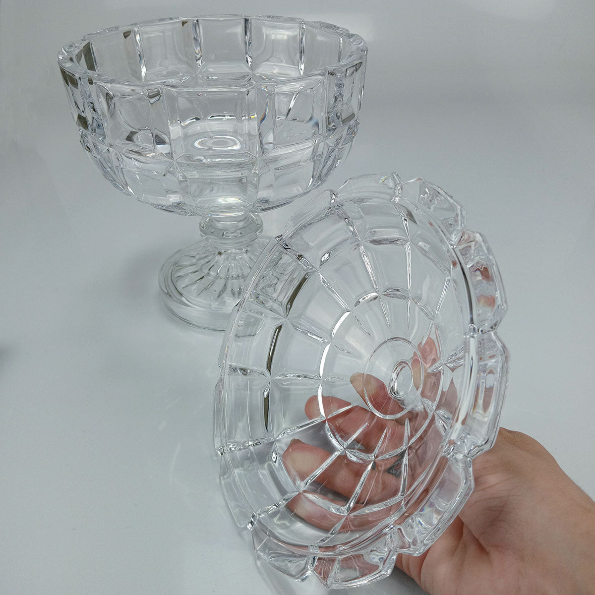 Potiche Redondo Transparente em Vidro Home&Co com Tampa Eco Crystal 26,5cm